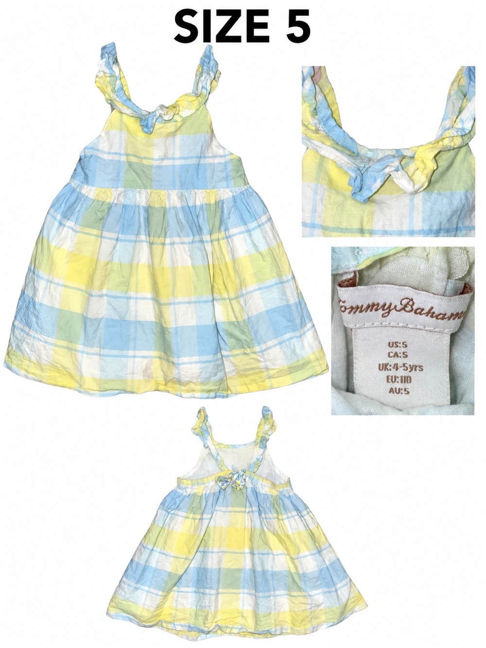 Tommy Bahama Little Girls Yellow & Blue Plaid Sundress